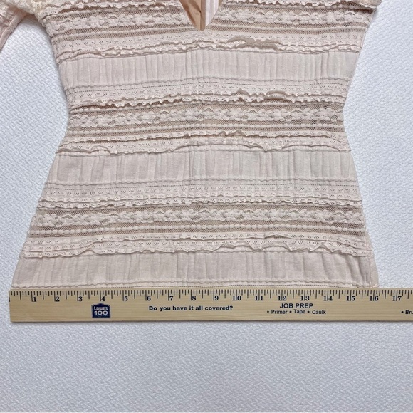 Cinq a sept Cecily Long Sleeve Ruffle Blouse Top Deep V Choker Pink Size Small - Picture 10 of 16